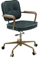 Benzara BM268943 Office Chair With Leather Seat and Button Tufted Back, Green