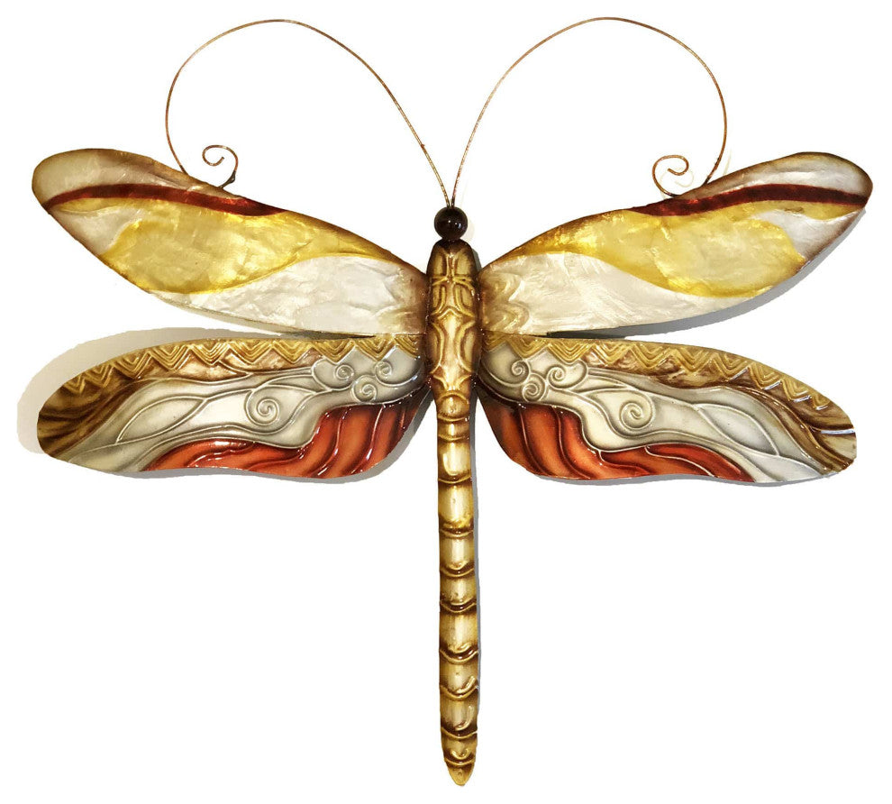 Dragonfly Wall Decor Pearl Tan And Brown