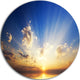 Sunset In The Ocean Blue Sky Panorama, Seascape Round Artwork, 23"