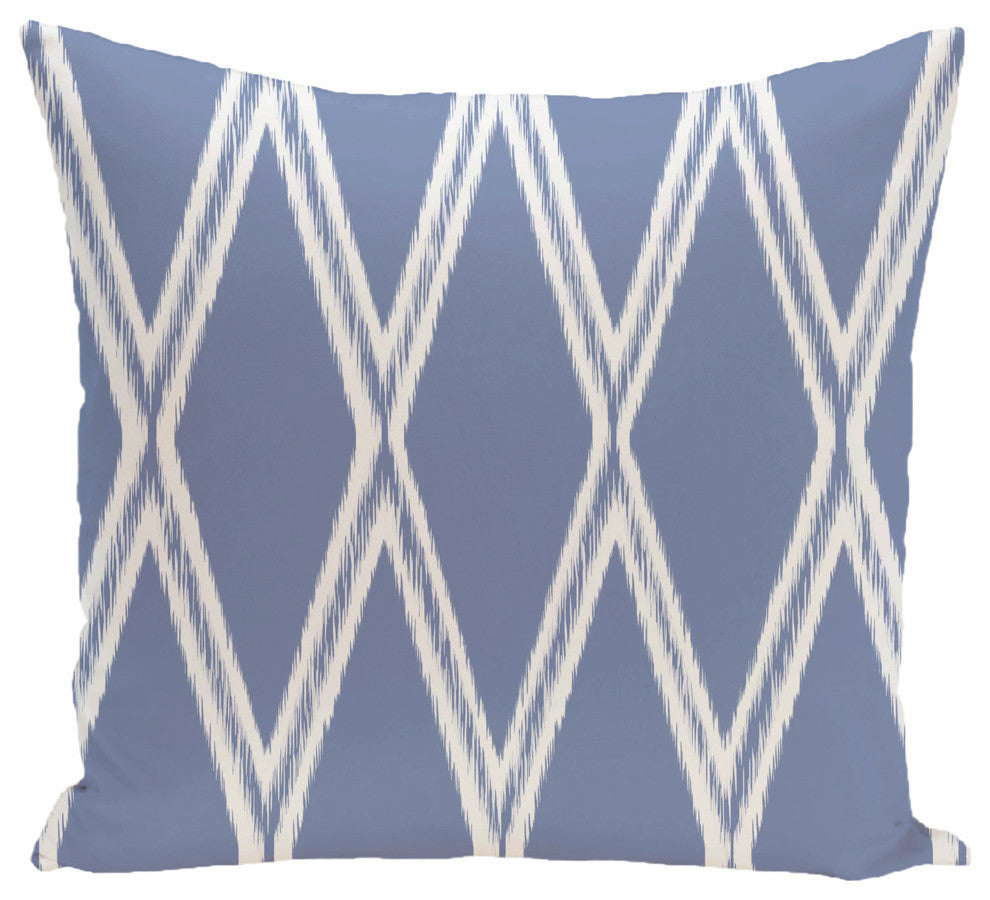 Gate Keeper Geometric Print Outdoor Pillow, Cornflower, 20"x20"