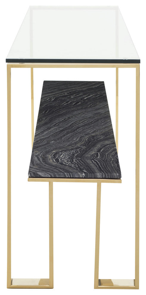 Tierra Gold Console Table, Glam Luxe Console Table, Marble Entryway Table, Black