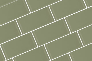 Metro 3"x6" Glass Subway Tile,Glossy Jade Green, Sample