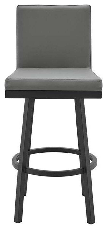 Armen Living Rochester 26" Modern Faux Leather Swivel Counter Stool in Gray