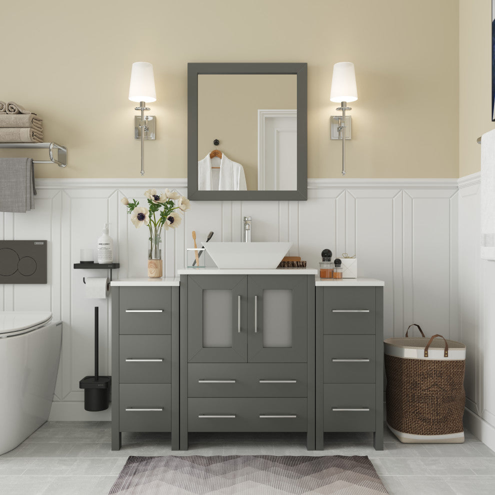 Vanity Art Bathroom Vanity Set With Sink, Gray, 48", Led Sensor-Switch Mirror