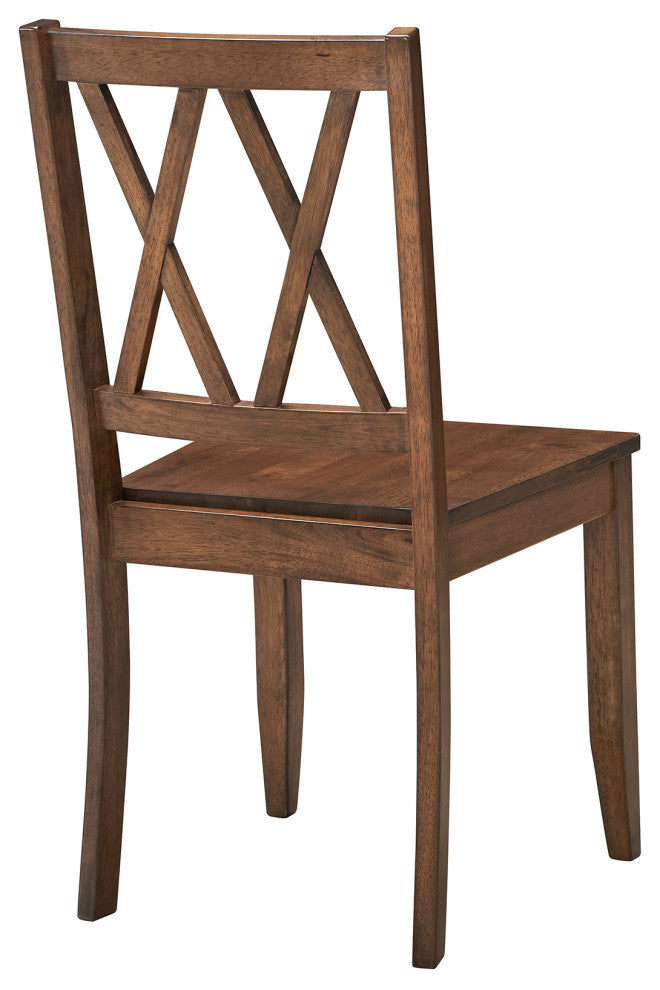 Set of 2 Double-X Back Wood Chairs, Walnut