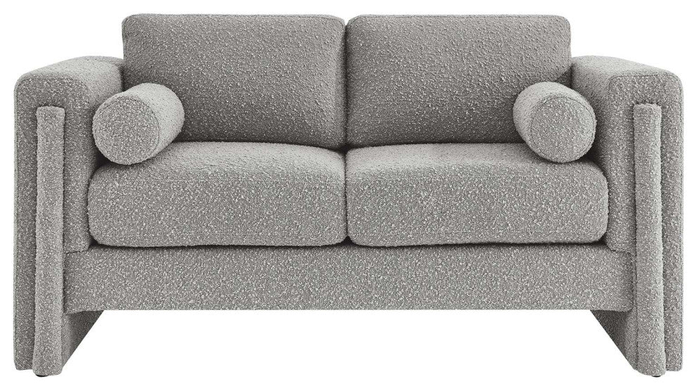Visible Boucle Fabric Loveseat - Light Gray