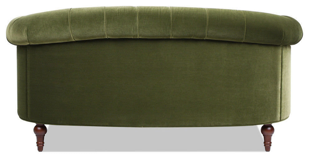 La Rosa Victorian Chesterfield Loveseat, Olive Green Performance Velvet