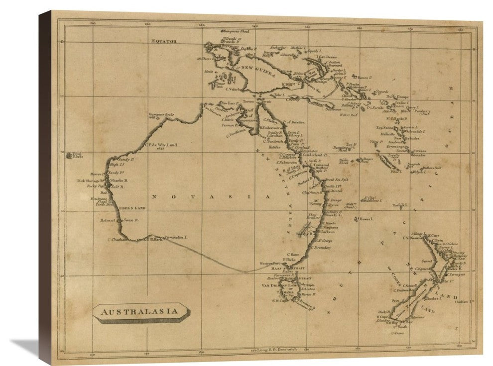 "Australasia, 1812" Stretched Canvas Giclee by Aaron Arrowsmith, 30"x24"