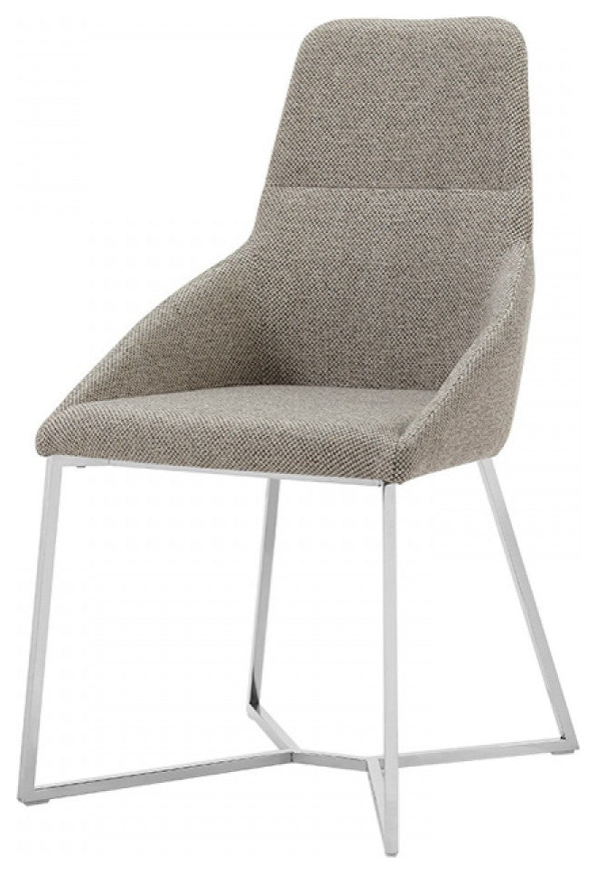 Set of 2 Light Grey and Geo Stainless Steel Dining Chairs