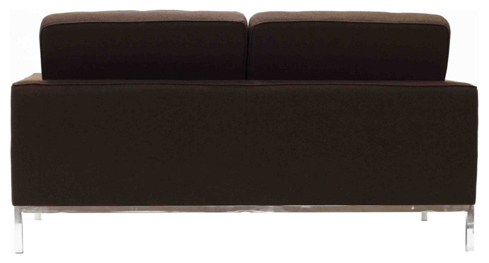 Modern Contemporary Living Room Wool Loveseat Sofa Chocolate