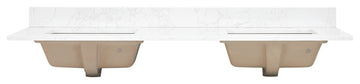 Engineered Stone Vanity Top in Grain White, 61", Double Sink
