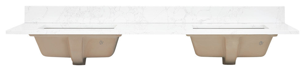 Engineered Stone Vanity Top in Grain White, 61", Double Sink