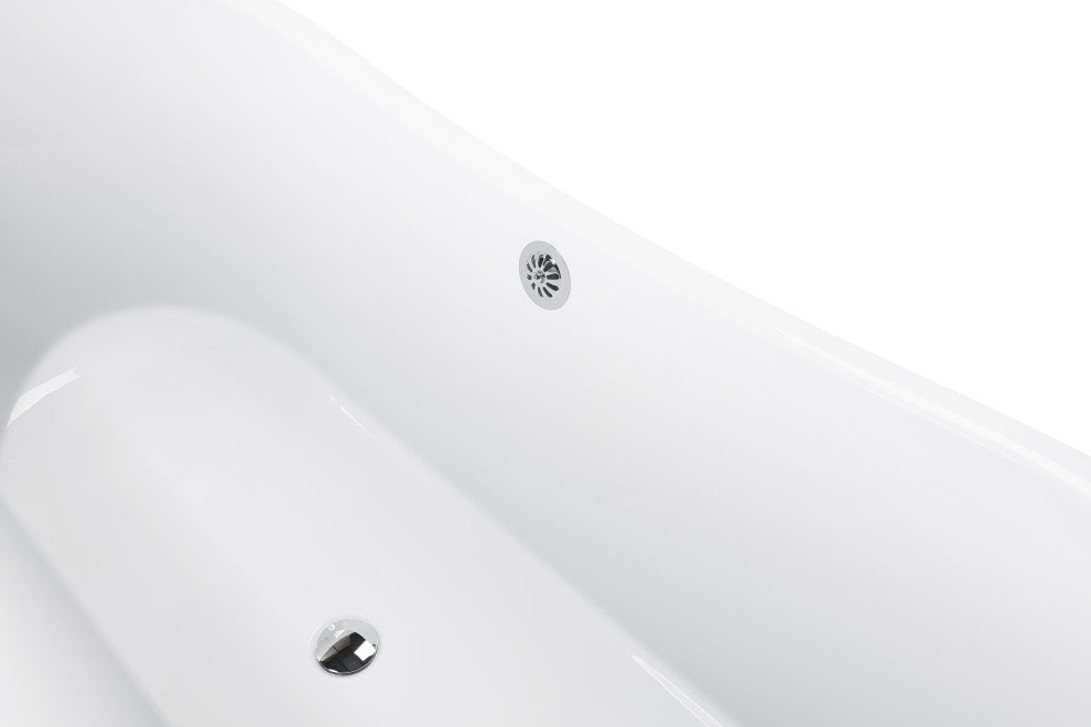67 in Acrylic Freestanding Bathtub With Clawfoot, Contemporary Soaking Tub, White