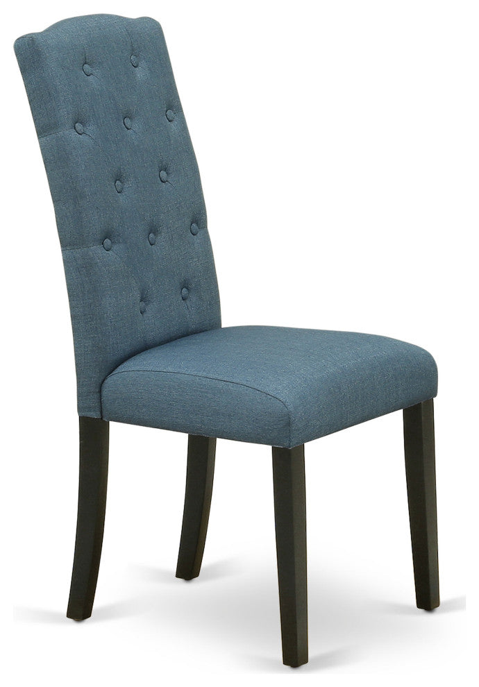 Celina Parson Chair With Black Leg And Linen Fabric - Set Of 2
