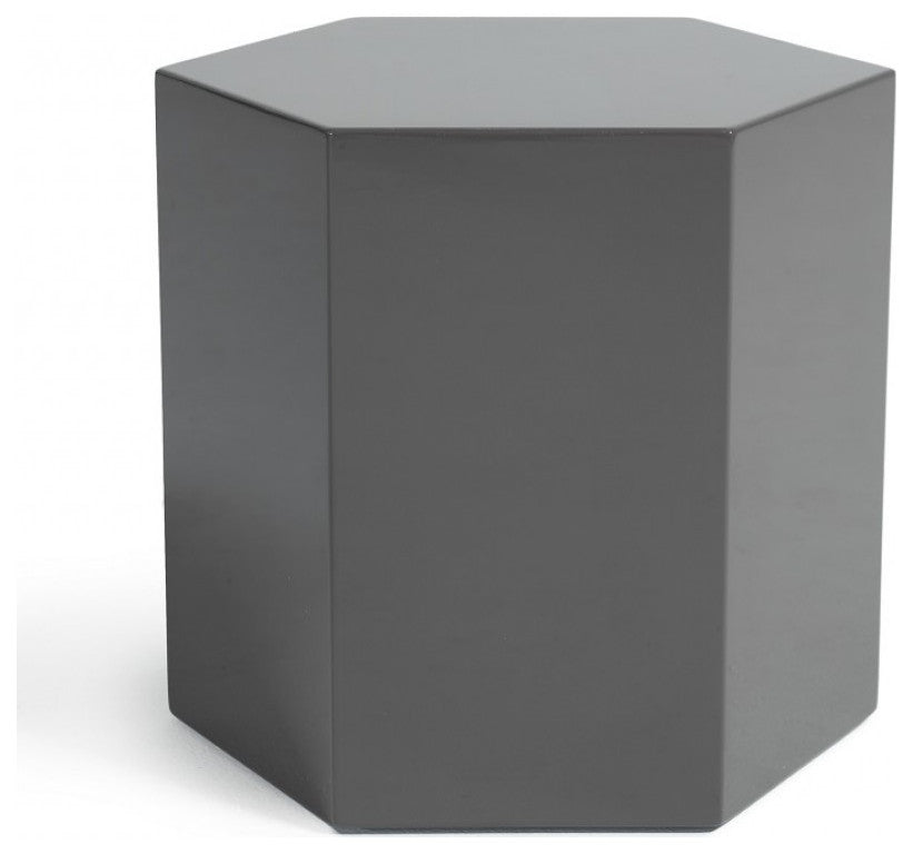 Modern Light Grey High Gloss Hexagonal End Table
