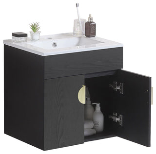 20 Inches Plywood Wall-Mounted Bath Vanity Set, Ceramic Sink