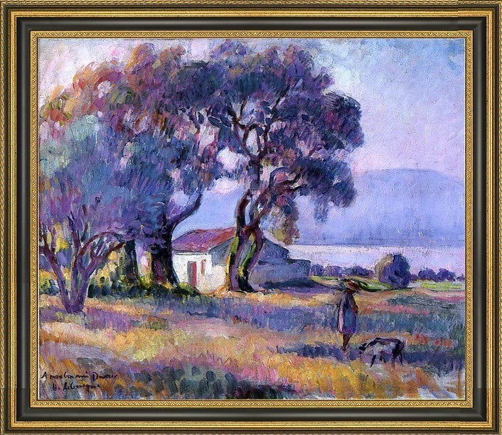 Henri Lebasque a Girl by The Lake Framed Premium Canvas Print, 20"x25"