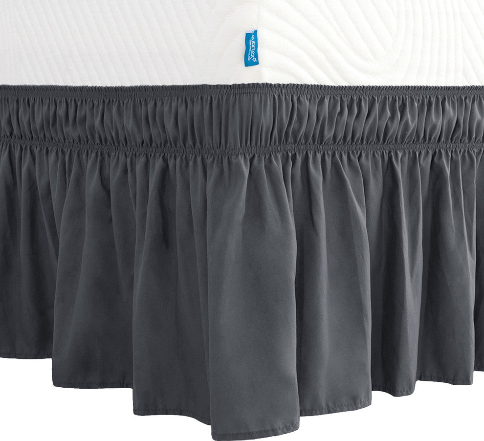 Subrtex Wrap Around Soft Fabric Bed Skirt, Gray-Bed Skirt, Twin