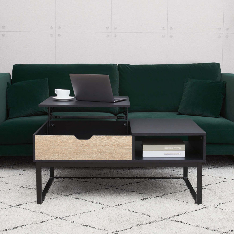 Lift Top Coffee Table w/ Storage, Metal Legs