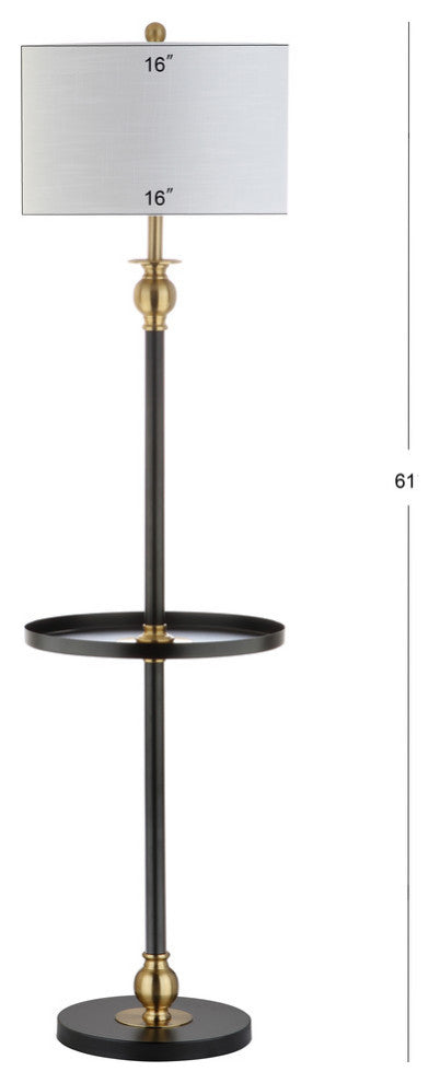 Evans 61" Metal End Table Floor Lamp, Black and Brass