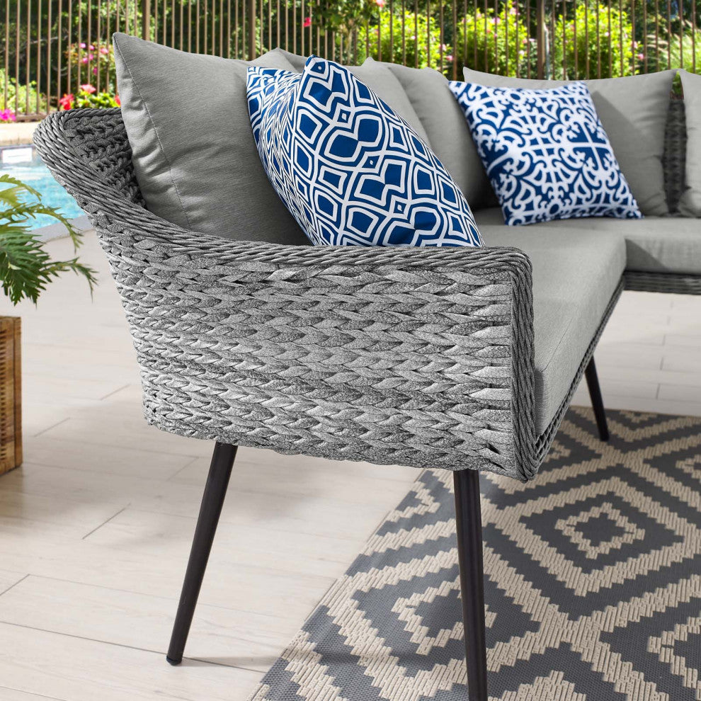 Endeavor Outdoor Patio Wicker Rattan Sectional Sofa Gray Gray