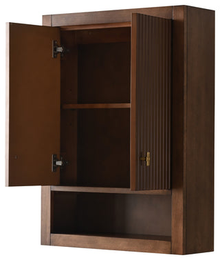 Vanity Art 24" Wall Mounted Bathroom Storage Cabinet, Linear Walnut, Golden Brushed Handle