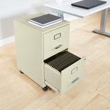 2 Drawer Mobile Locking Metal File Cabinet, Tan