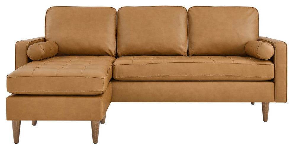 Valour 78" Leather Apartment Sectional Sofa, Tan