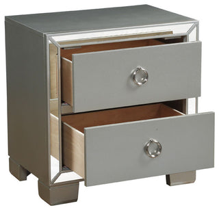 Wood Nightstand With 2 Drawers, Platinum