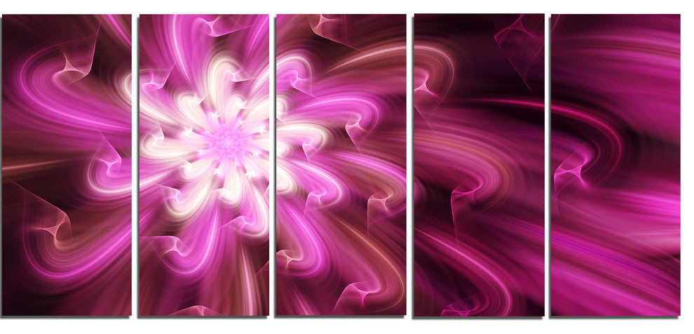 Exotic Dance of Purple Flower Petals, Floral Canvas Art Print, 60"x28", 5 Panels
