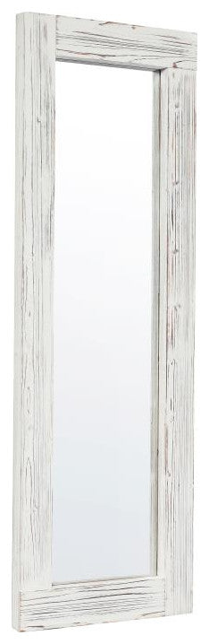 Graham 22x65 Full Length Mirror, Wall Mounted or Wall Leaning, Solid Wood Frame, White Wash