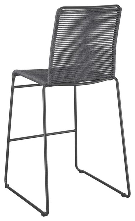 Pemberly Row Contemporary Metal Bar Stools with Footrest in Charcoal