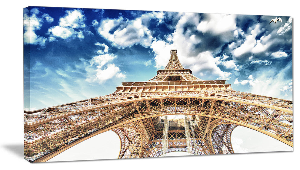 "Beautiful View of Paris Eiffel Tower Under Clouds" Wall Art, 32"x16"