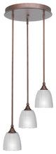 Empire 3-Light Cluster Pendalier, Bronze/Clear Ribbed