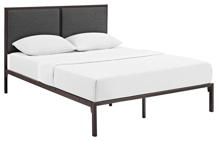 Modway Della King Fabric Bed, Brown Gray