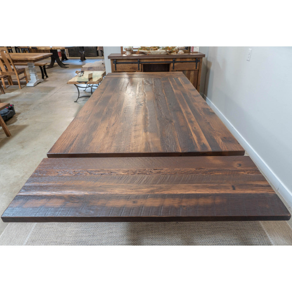 Calloway Expandable Farmhouse Dining Table, Reclaimed Barnwood, 48"x84"