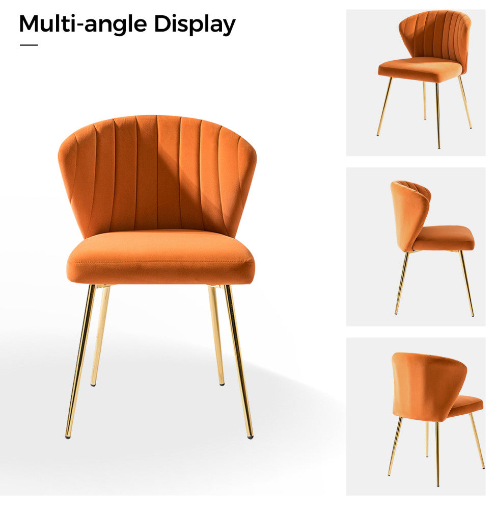 Luna Contemporary Side Chair With Tufted Back, Orange
