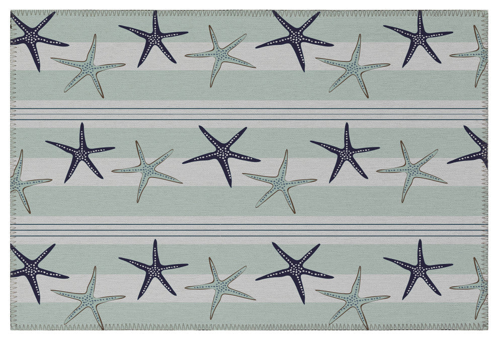 Indoor/Outdoor Seabreeze SZ12 Mist Machine Washable 1'8" x 2'6" Rug