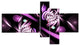 Purple on Black 3D Surreal Art, Floral Canvas Art Print, 60"x32", 5 panels