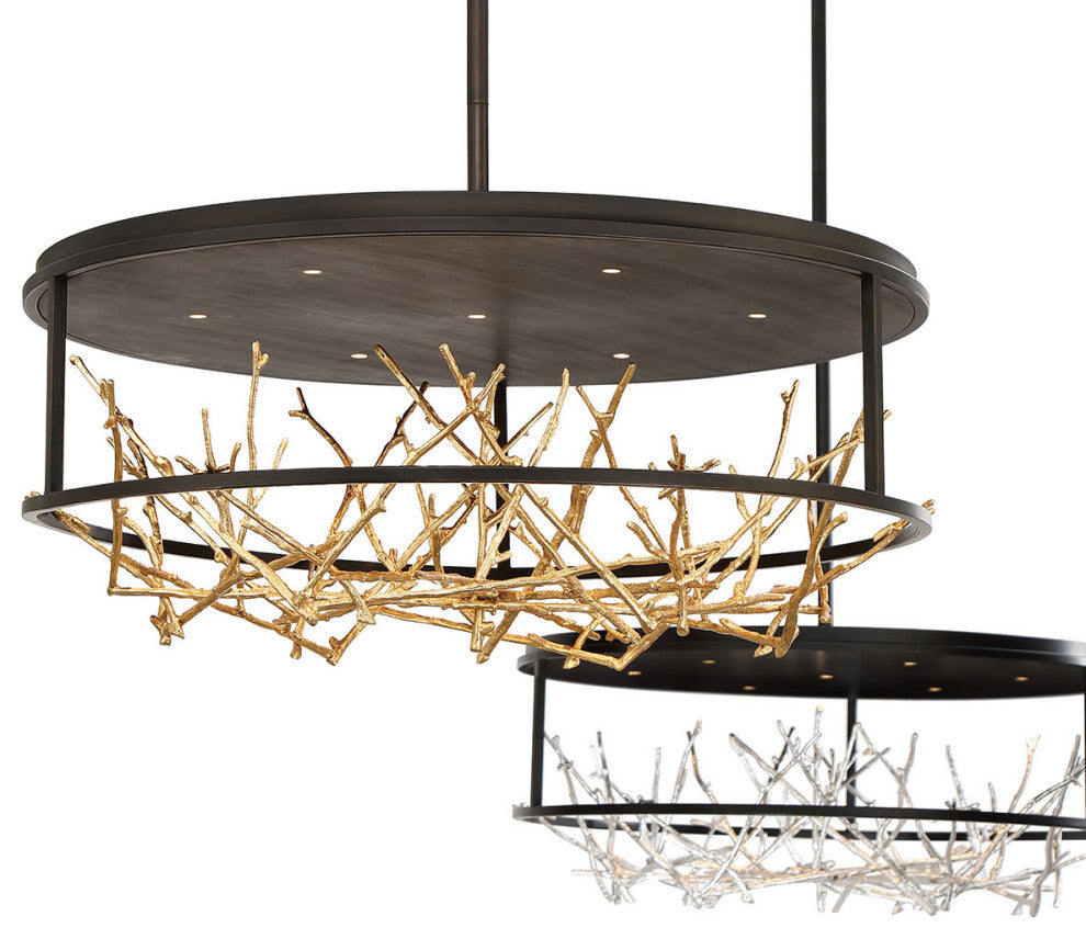 Contemporary Chandelier, Bronze/Gold