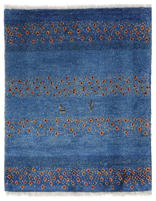 Navy Blue Persian Hand Knotted Gabbeh 2'2"x2'9"