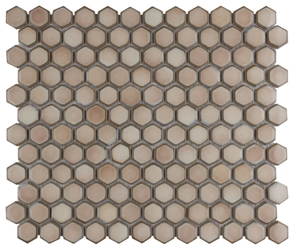 Hudson 1" Hex Truffle Porcelain Floor and Wall Tile