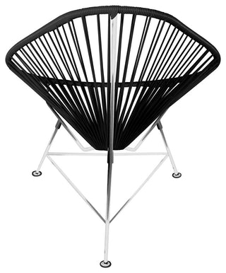 Acapulco Indoor/Outdoor Handmade Lounge Chair, Black Weave, Chrome Frame