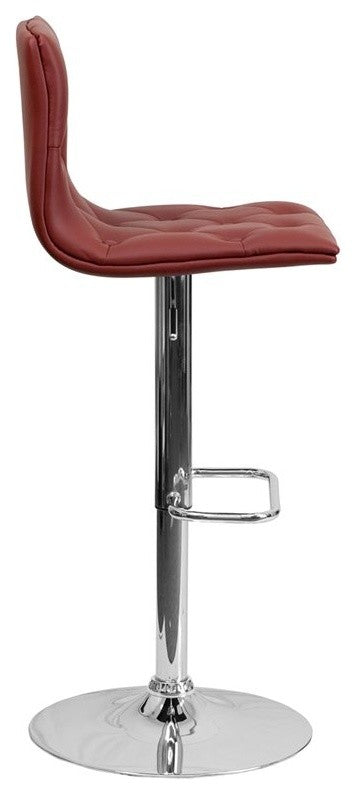 Estella Abby Mid-Back Tufted Burgundy Vinyl Adjustableust Barstool, Swivel