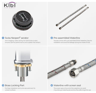 KIBI Mirage Single Handle Bathroom Faucet, Chrome, with Drain