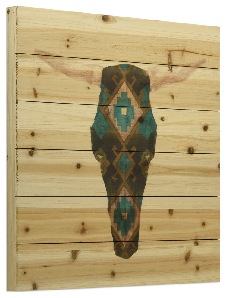 "Day of the Dead Skull Mount" Wood Wall Art Digital Print on Solid Wood Set of 2