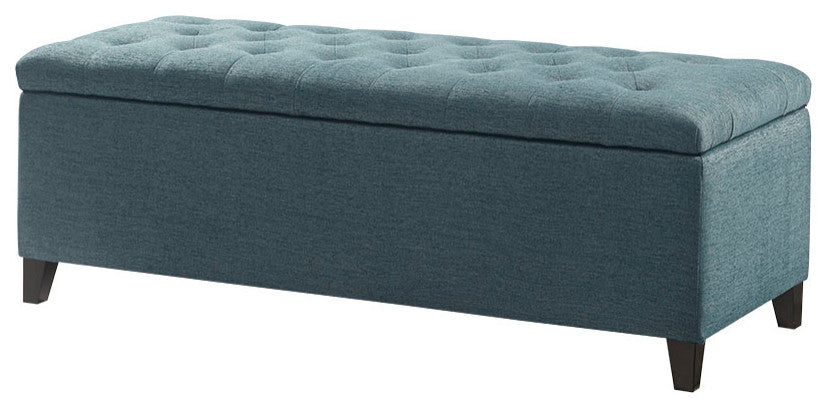 Madison Park Shandra Upholstered Soft Close Storage Bench, Blue