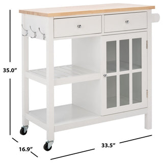 Safavieh Locklyn 1 Door 2 Drawer 2 Shelf Cart, White/Natural