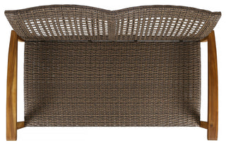 Spring Spender Outdoor Wicker Loveseat, Coffee Table Set, Mixed Mocha, Natural