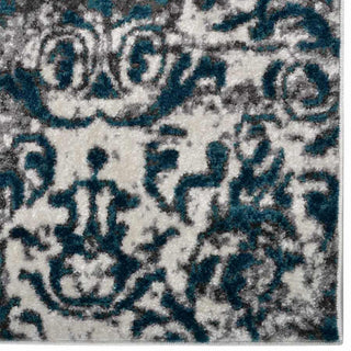 Machine Woven Heatset Polypropylene Area Rug Abstract Silver Blue, [Runner] 3'2''x10'